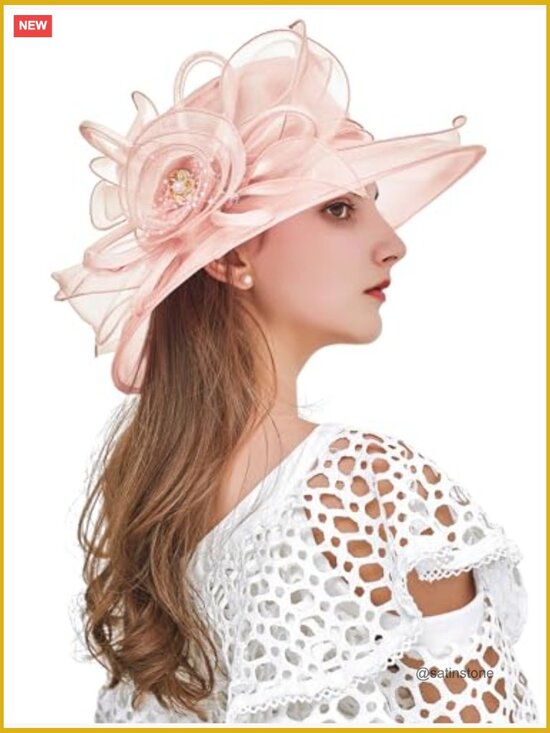 Organza Fascinator Derby Hat Wide Brim Church Wedding Tea Party Accessory